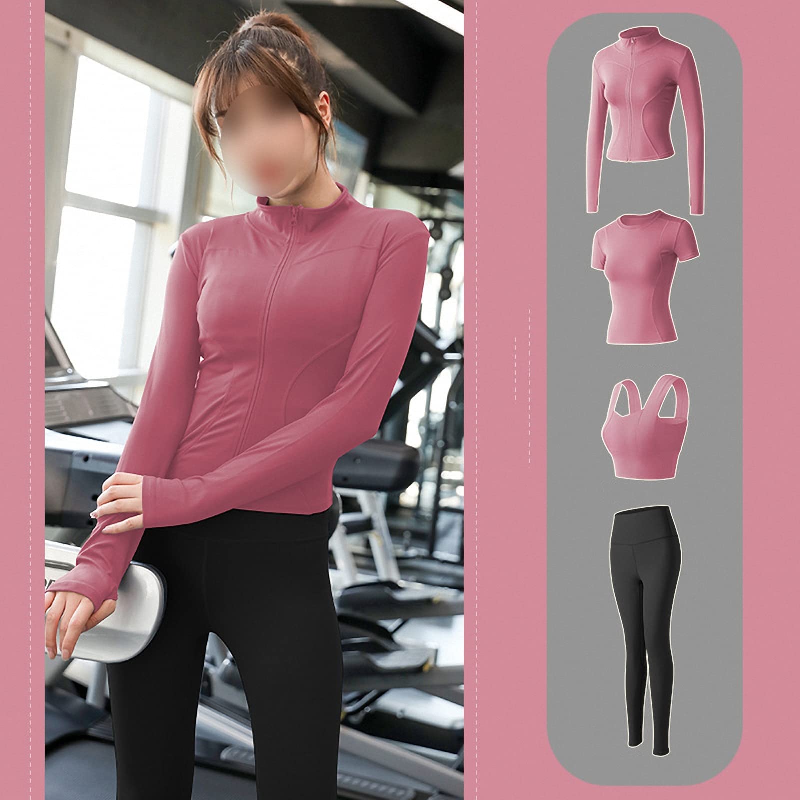 4-częściowy damski zestaw odzieży fitness do jogi, siłownia rano bieganie trening trening legginsy garnitur, styl 16, M