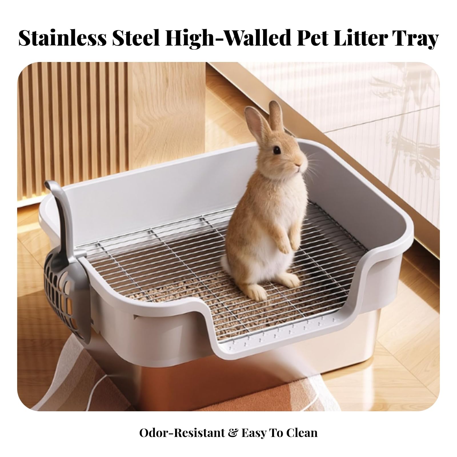 Kaninchen-toilettenwanne mit Doppelschichtigem Design Und Hohem Schutzrand für Hygiene Im Kleintierkäfig für Kaninchen Meerschweinchen Und Frettchen, Hellgrau, Seitlicher Eingang 7 cm