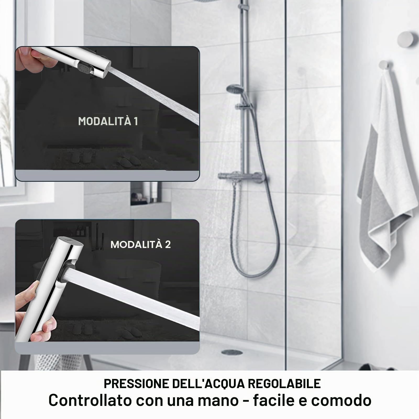 Bidet Portatile Kit Doccetta ABS Spruzzatore Bidet WC Doppia Modalità con Deviatore Doccia 2 Vie Tubo Flessibile 150 cm