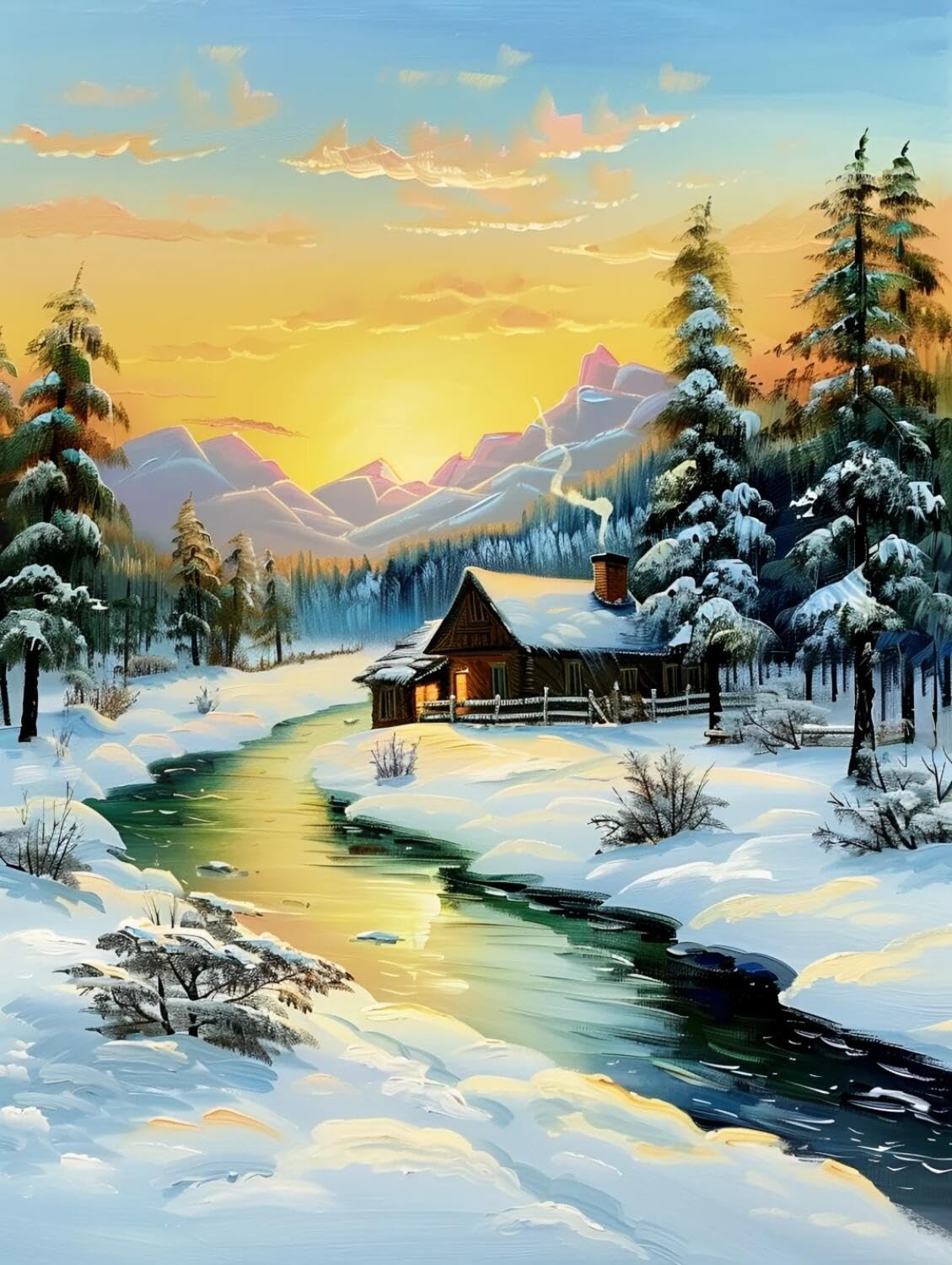 Rqwybcaxn Seed Bead Embroidery Kits Forest Cabin 40x50cm