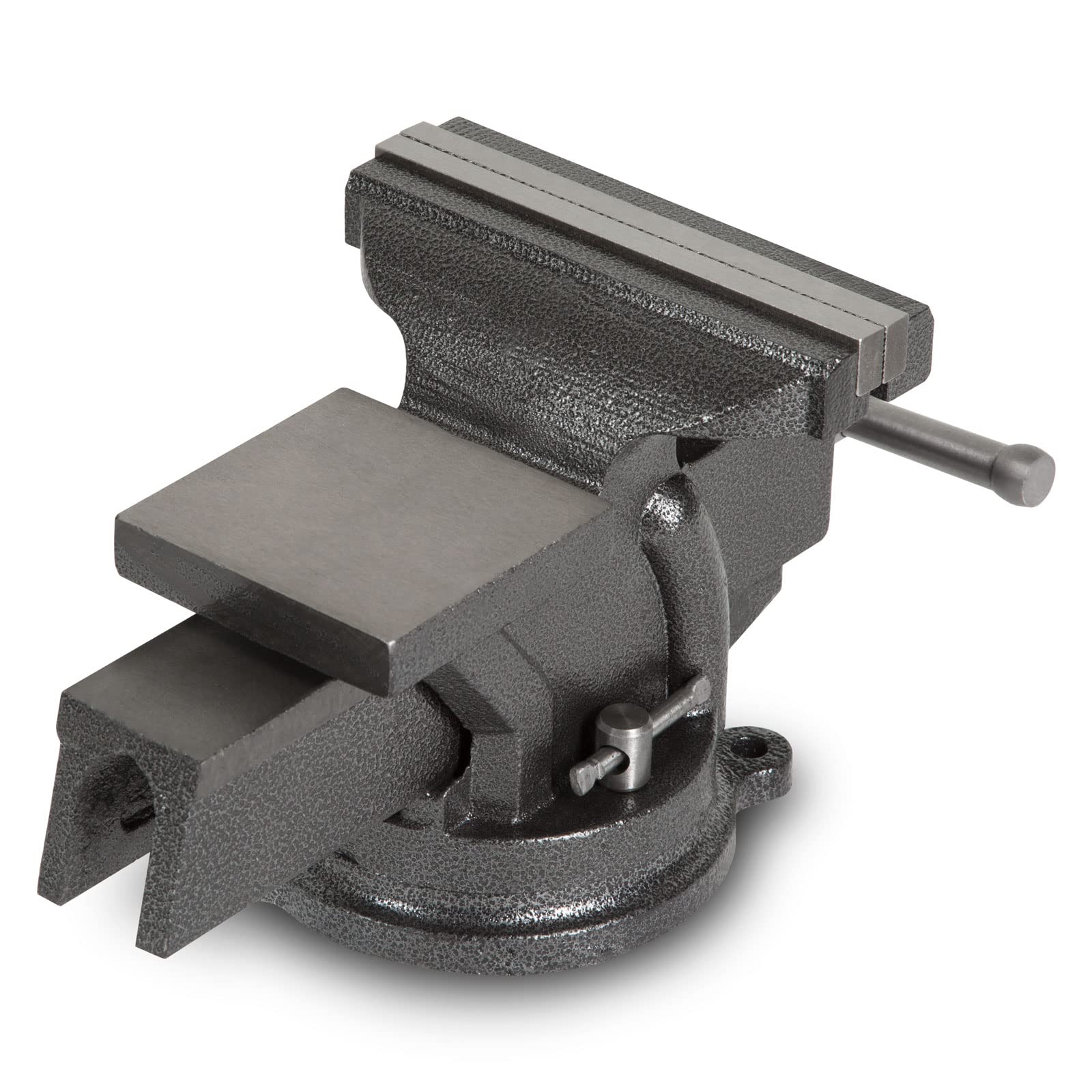 EBERTH Schraubstock aus Gusseisen mit Amboss, 150mm Backenbreite, 152mm Gesamthöhe, 360° drehbar, 123mm Ø Teller, 100mm maximale Spannweite, Schraubstock groß, für diverse Arbeiten