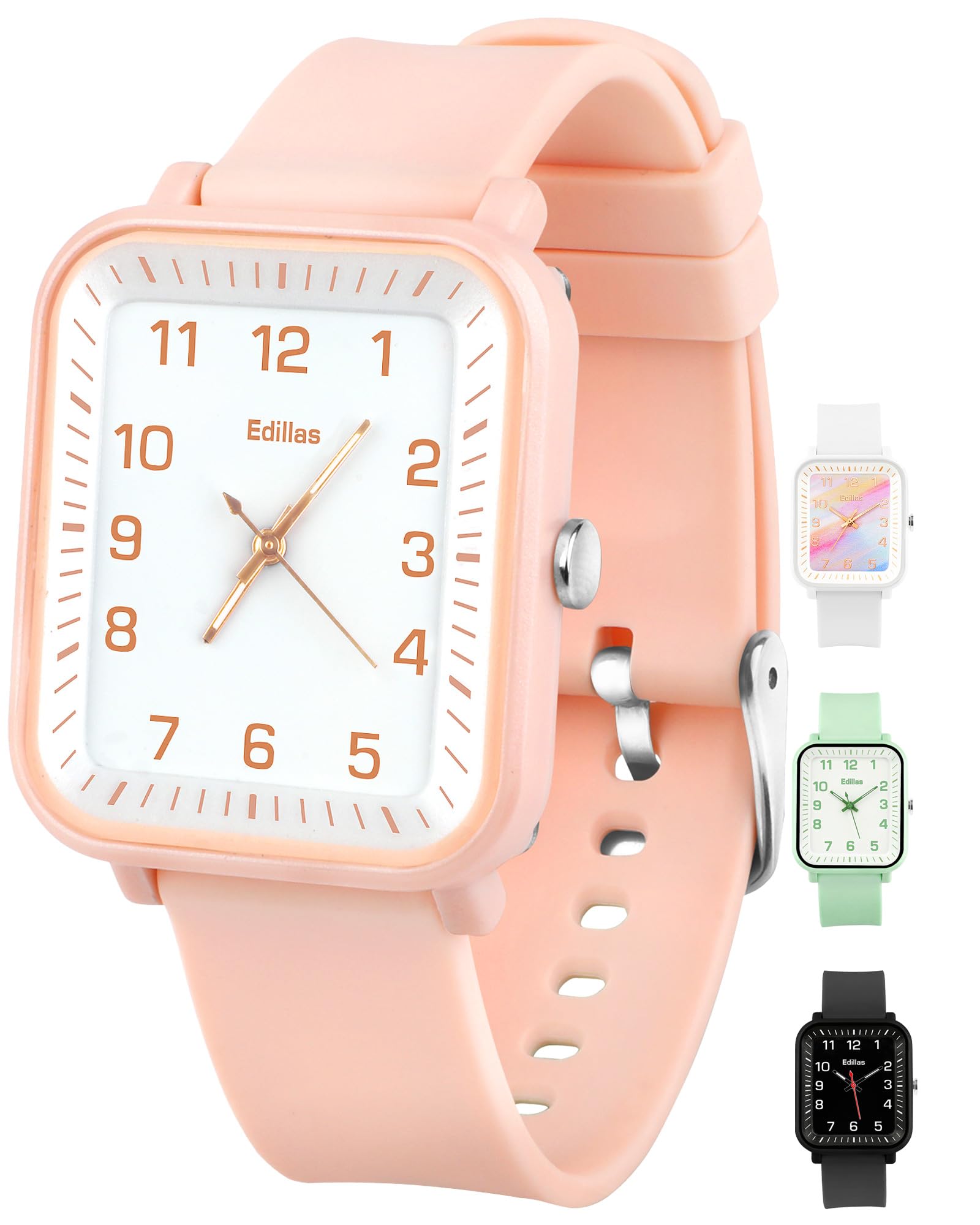 Edillas Kids Teens Watch Analog Girls Boys, 50M Waterproof Stylish Wristwatches for Children, Students Teens with Soft Silicone Strap for Over 8 Years Old