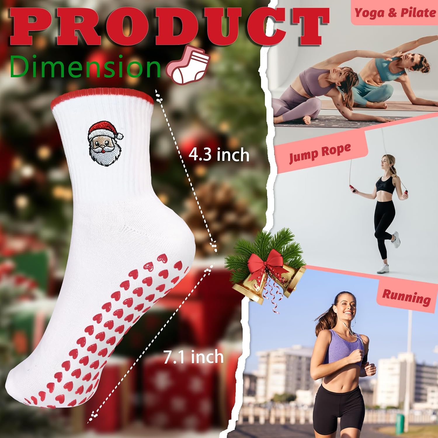 Women's Pilates Non-slip Yoga Socks Cherry, Lemon, bow，Fitness Ballet Sports Slipper Socks
