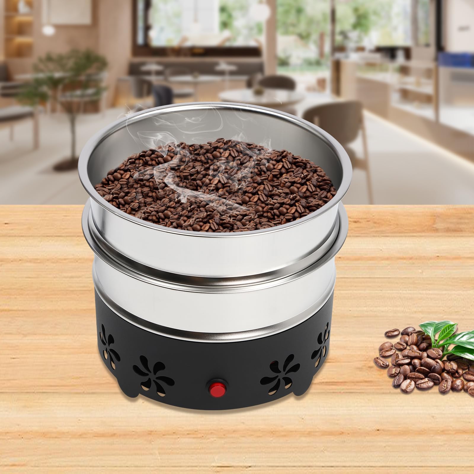 Refroidisseur de grains de café électrique 600 g pour café électrique, machine de refroidissement électronique avec maille en acier inoxydable 304, deux couches pour grains de café, noix et cacahuètes