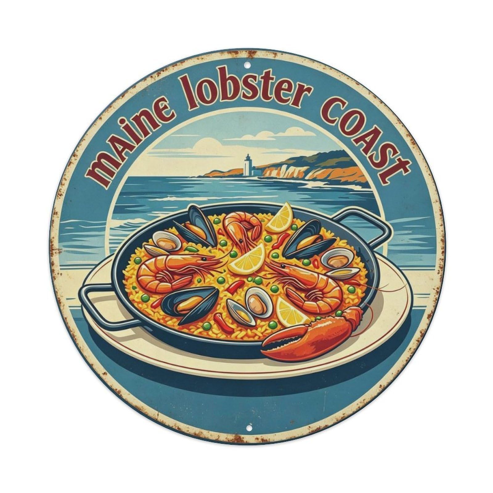 Maine Lobster Coast Metal Tin Sign Plaque