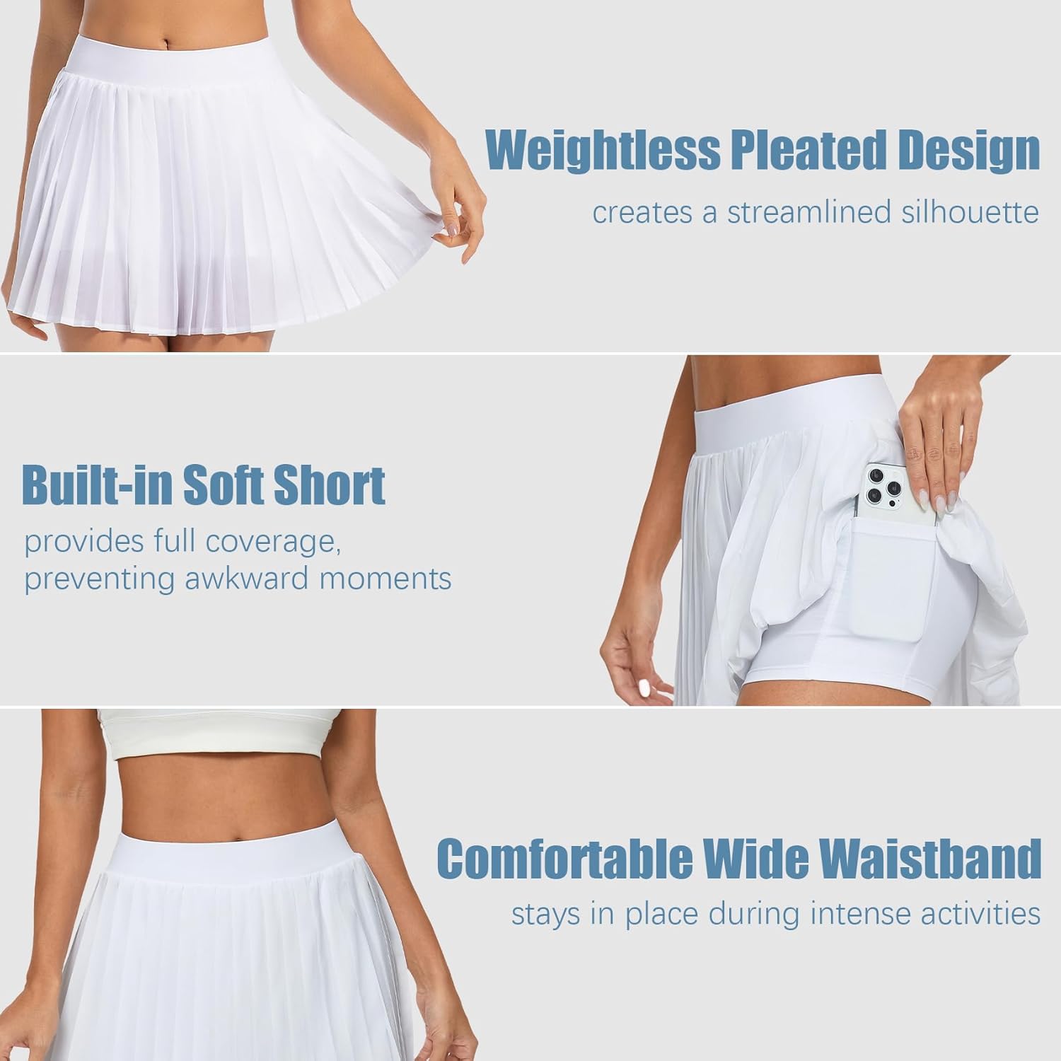 Betaven Pleated Tennis Skirts for Women with Shorts Lightweight Athletic Skorts High Waisted Golf Skirts for Running - Image 3