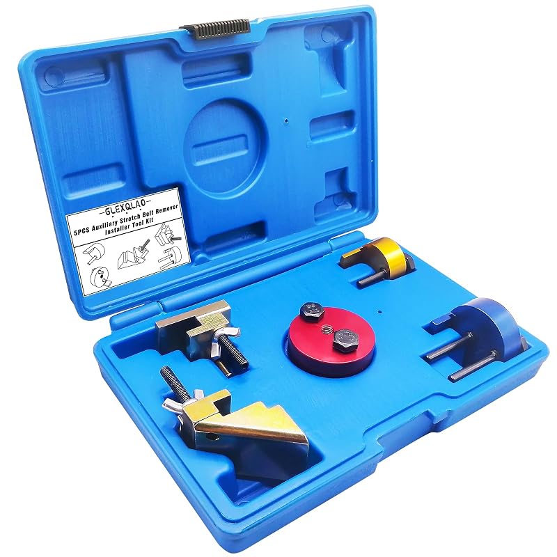 Kit de Ferramentas para Remoção e Instalação de Correia Elástica Auxiliar GLEXQLAO com Estojo, 5 Peças