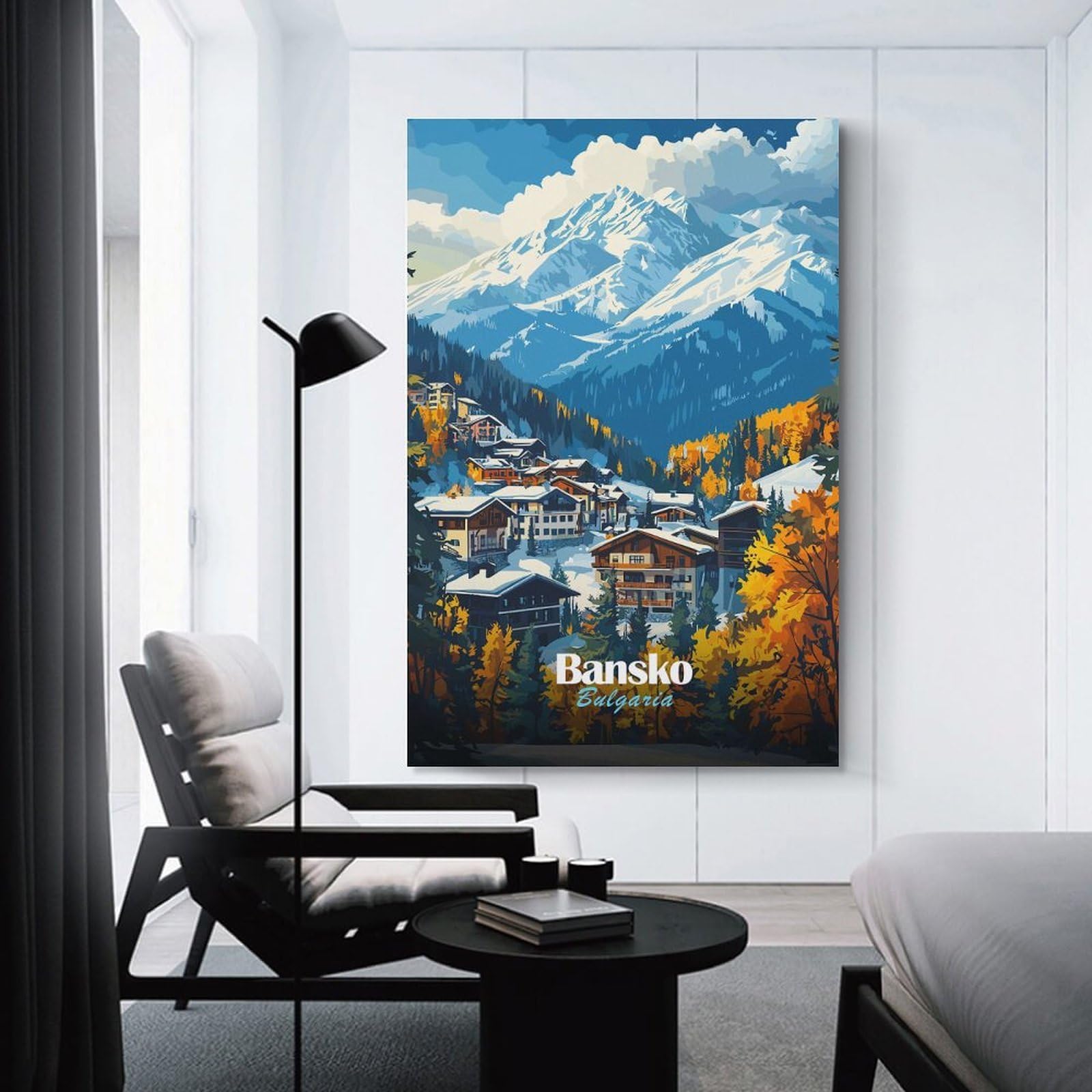 Junmoney Wall Decor Canvas Print Bansko, Bulgaria Mountain Village, 16x24inch(40x60cm), for Front Hall, Corridor Or Welcome Spaces, A Neat Decor Update for Hallways
