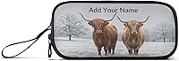 Vista 1 de JUNZAN Estuche de lápices de personalidad personalizado con vaca escocesa de las tierras altas escocesas, bolsa para lápices, bolsa para bolígrafos