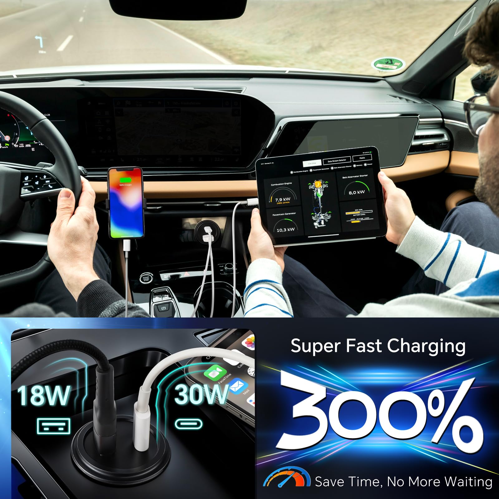 acegoo USB C Steckdose 12V Einbau Dose Buchse Aluminum Wasserdicht PD3.0 QC3.0, 12 Volt Ladegerät für KFZ Wohnmobil Auto LKW Wohnwagen Motorrad Boot, ohne LED 2 Stück