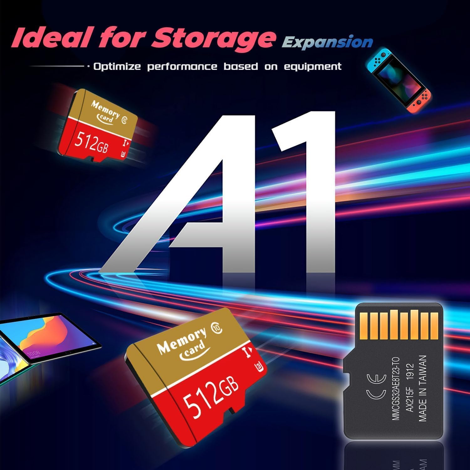 Micro Card 512GB Memory Card High Speed Class 10 with Adapter,for Smartphones, Action Cameras or Drones