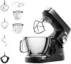 Kenwood Titanium Chef Baker Silver KVC85.004BK, Stand Mixer with Integrated Scale, 3 Stainless Steel Mixing Hooks and Rubber Whisk, 5L and 3.5L Bowls, 1200W, Black
