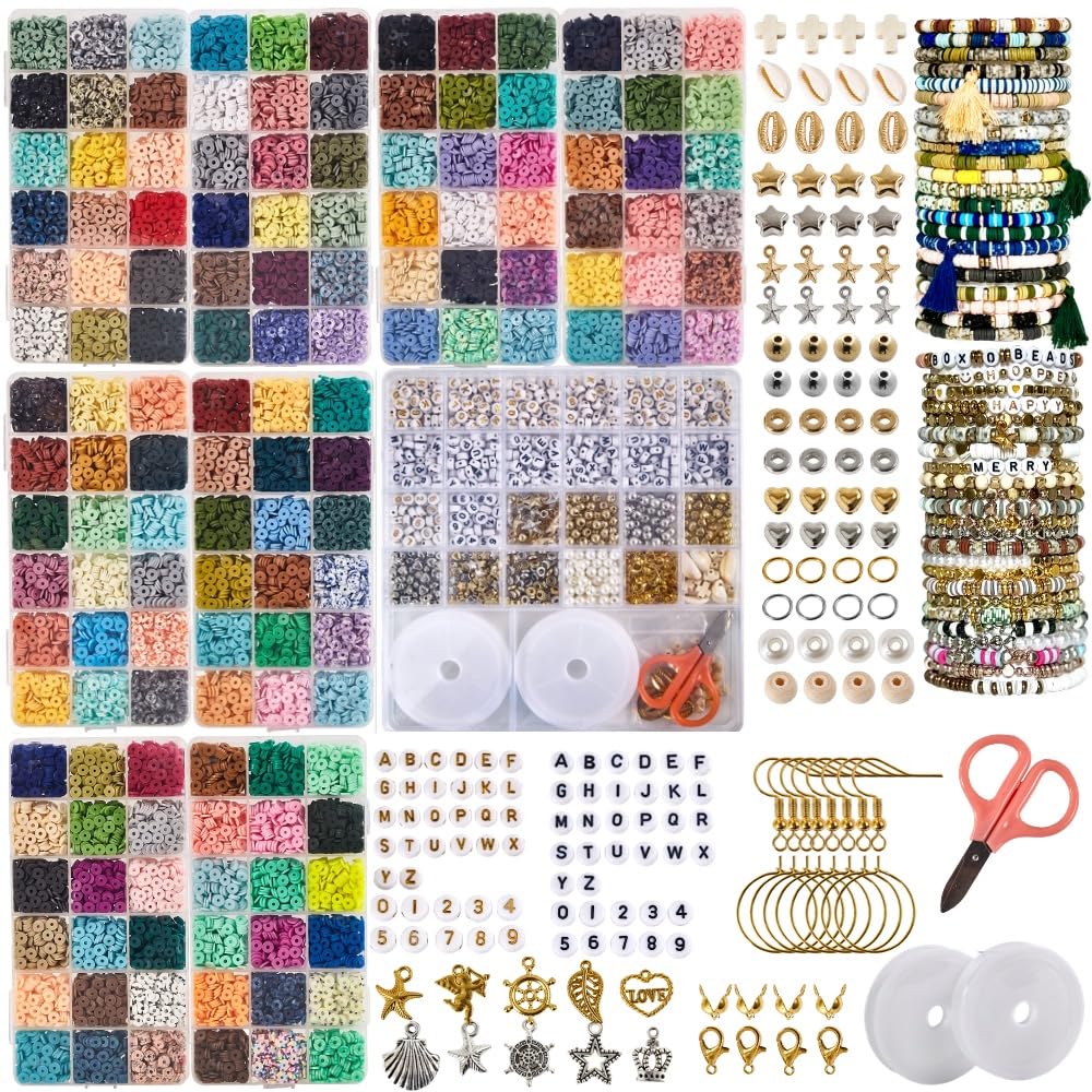Box-O-Beads Earth Tones Clay Beads Bracelet Making Kit – 31,050 Pieces Friendship Bracelet &amp; Jewelry Making Set in 144 Colors – Complete DIY Bead Craft Kit for Girls, Teens &amp; Adults