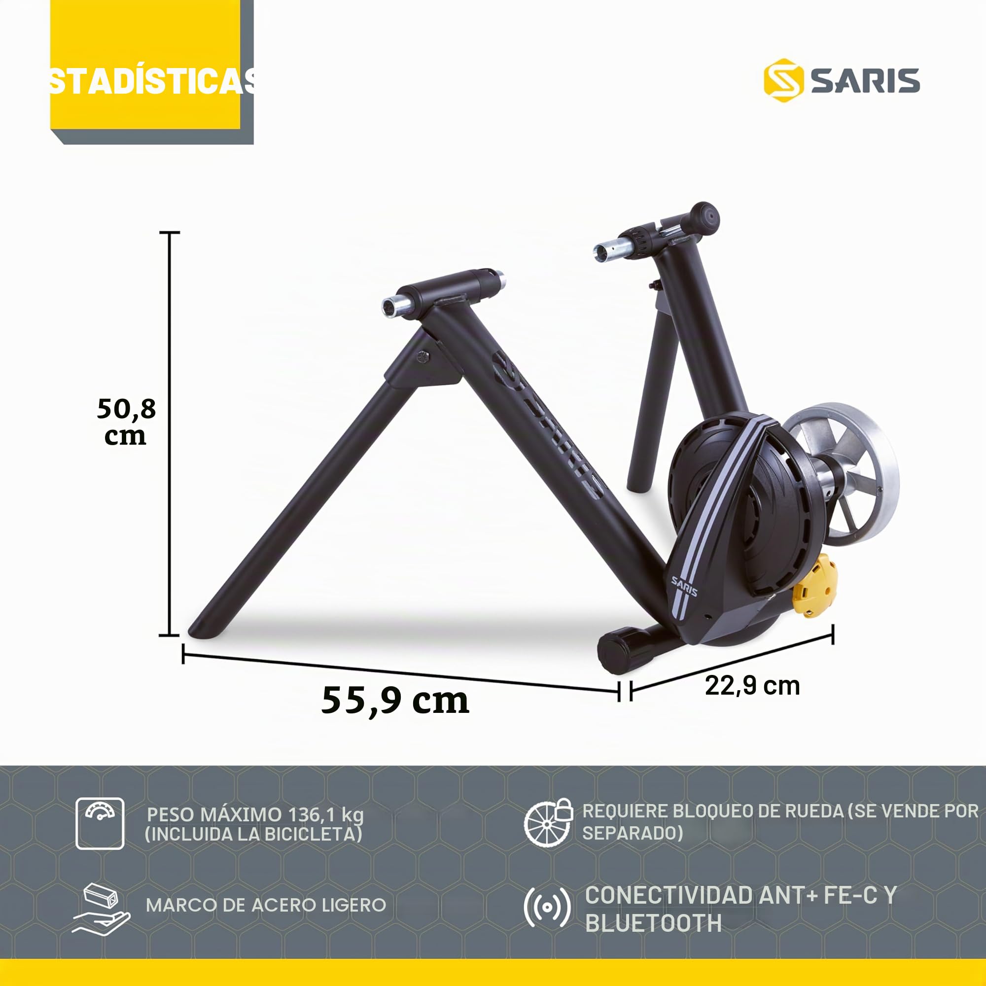 Saris M2 Entrenador Inteligente de Bicicleta de Resistencia electromagnética para Interiores, Compatible con la aplicación Zwift