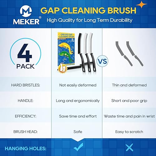 Miniatura 5 de MEKER Cepillo de limpieza de hendiduras, cepillo de limpieza de huecos con cerdas duras, herramienta multifuncional para cocina, baño, azulejos,