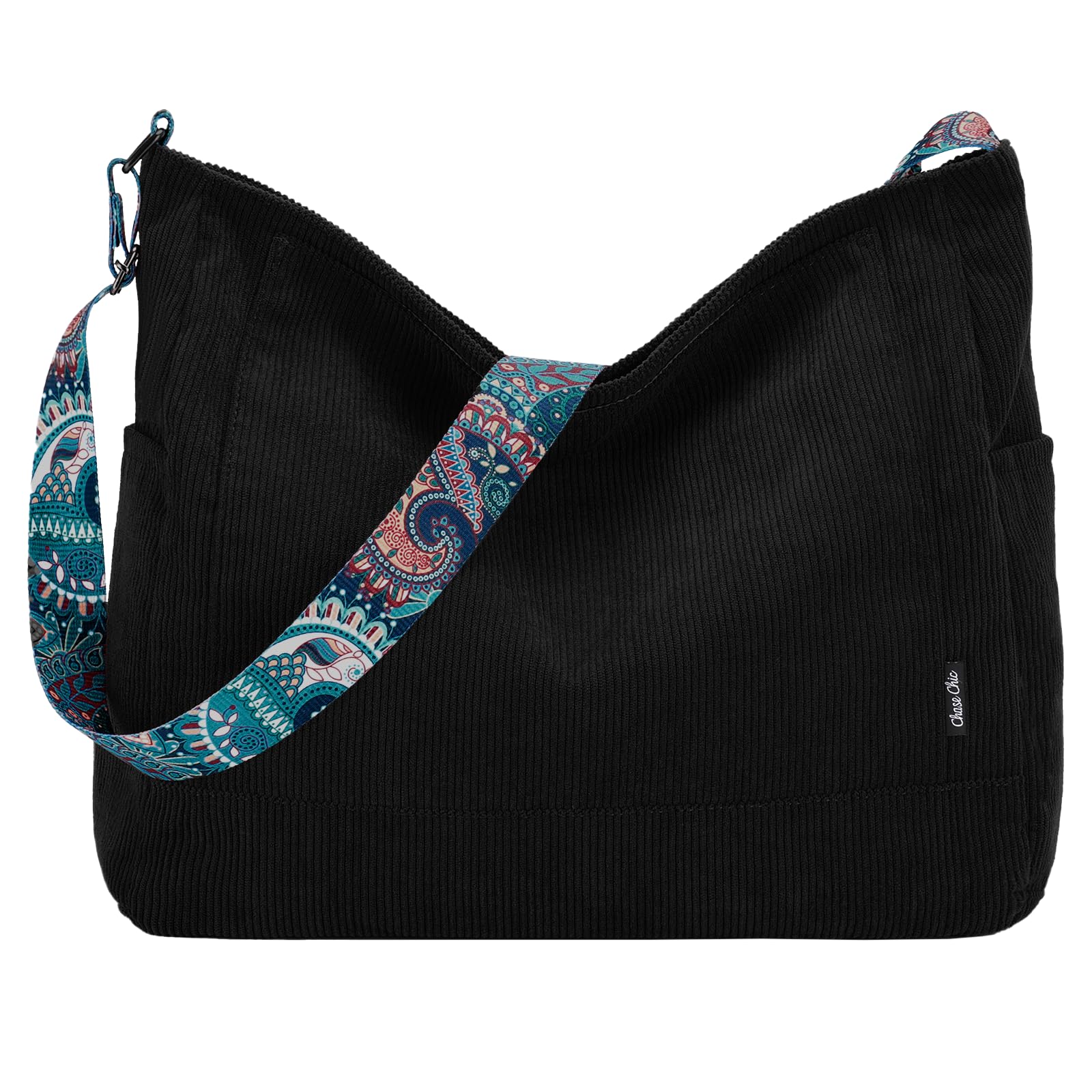 Chase Chic Borsa a Tracolla Donna, Casual Borsette Spalla Donna Velluto a Coste Grande Hobo Shopper Bag per Università Viaggi
