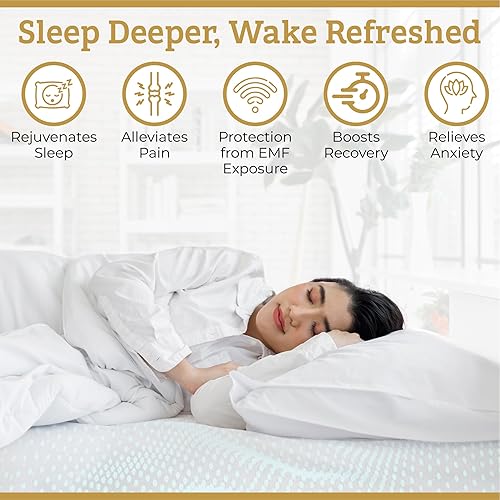 Miniatura 3 de Grounding Sheets Queen - Sábanas de tierra de algodón orgánico y fibra plateada para cama, varilla de conexión a tierra y cable incluidos para uso