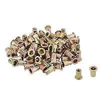 Vista 1 de Uxcell tuerca cabeza plana para insertar, 100 piezas chapado en zinc de acero al carbono Rivet Nutsert 1/4 – 20 unc