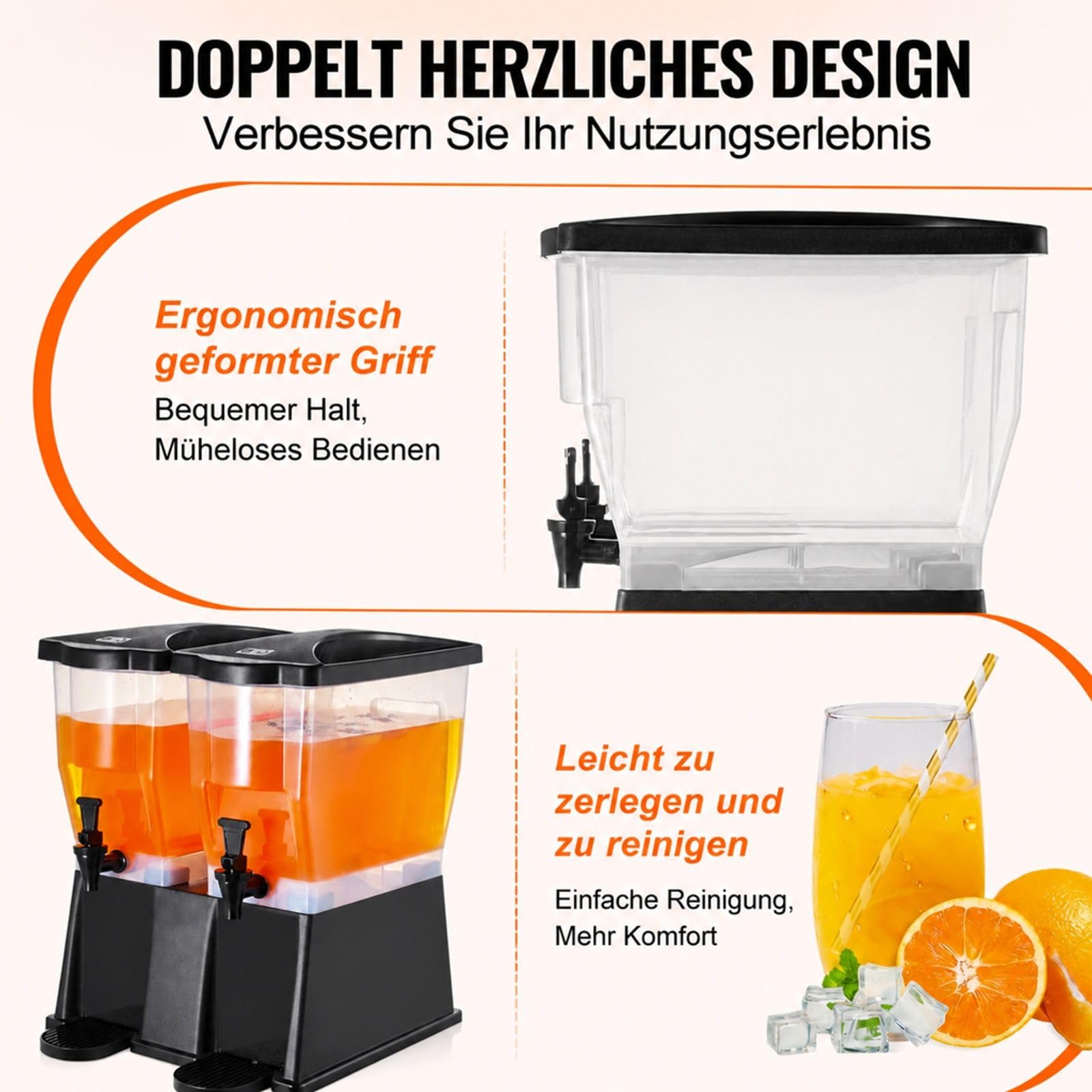 2er Set Getränkespender aus Kunststoff mit Ständer Zapfhahn und Deckel für Partys Restaurants Hotels Saft Eistee Limonade und Wasser