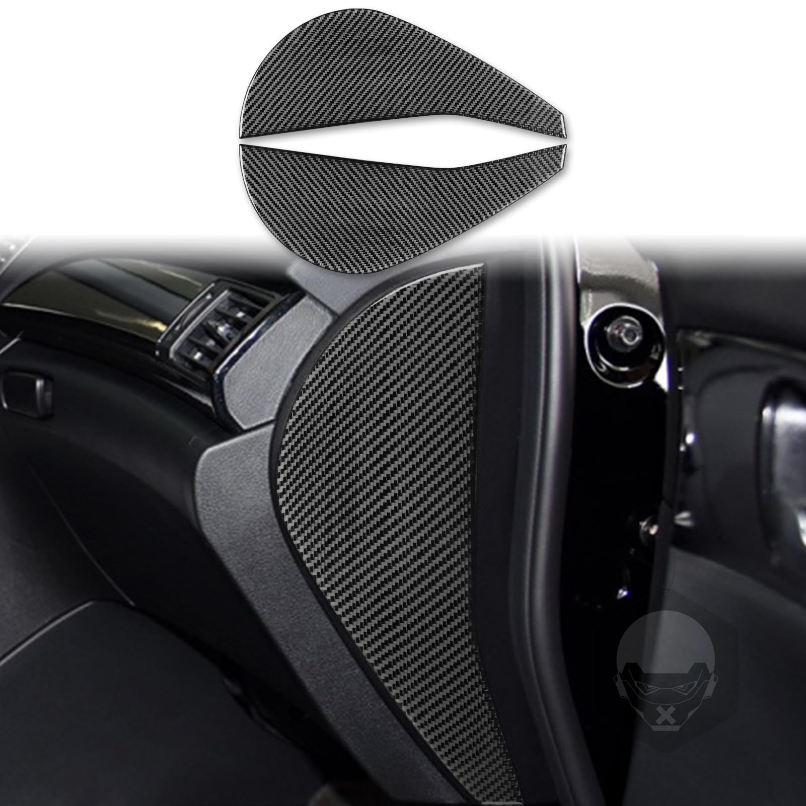 EAEO Genuine Premium Black Carbon Fiber Car Interior Stickers Car Front Gutters 2pcs for Honda Accord 14-17 Carbon Fiber Interior Accessories