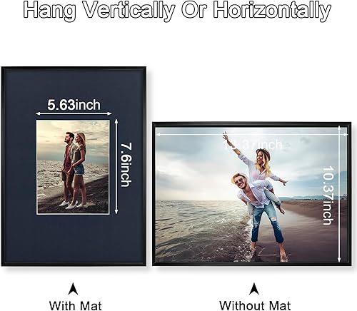 Miniatura 6 de Marco a presión de 11 x 14 pulgadas con paspartú azul oscuro para foto de 6 x 8 pulgadas, marco de póster negro, marco de aluminio de pared para