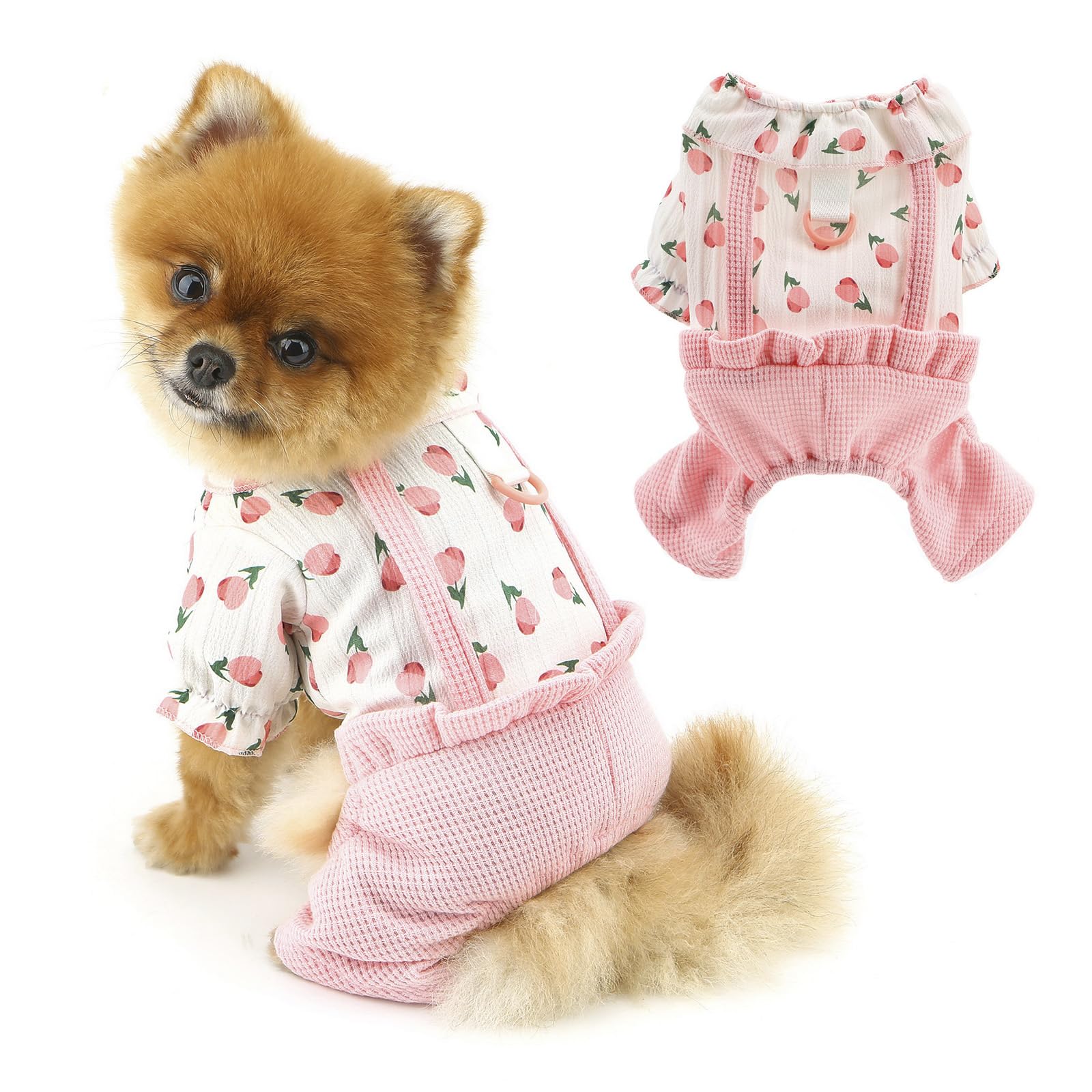 PAIDEFUL Dog Overalls,Froal Shirt for Small Dogs Lightweight Soft Pet 4 Legged Jumpsuit Summer Doggie Clothes Onesie with Button Fashion Puppy Outfits