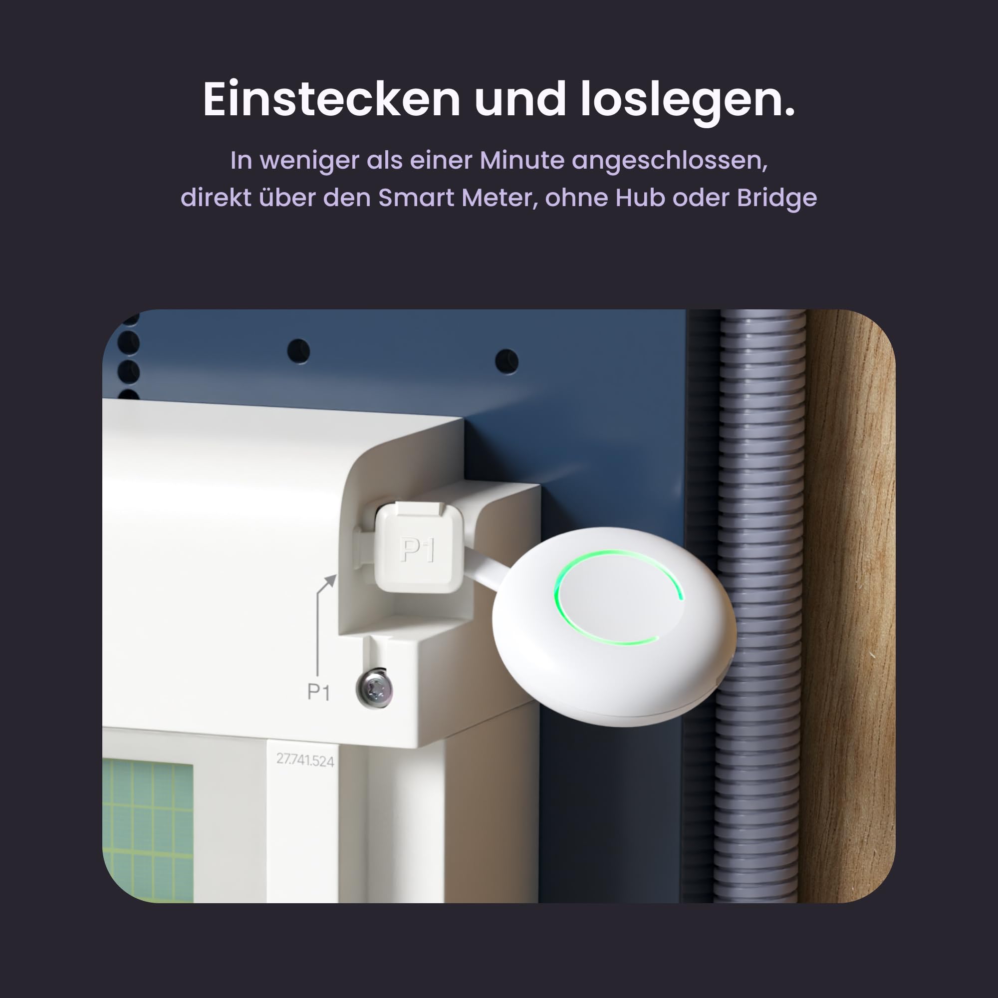 HomeWizard P1 Meter, WLAN Smart Meter für Strom und Gas | Echtzeitmessung per App, Energiekontrolle, nicht für Deutschland
