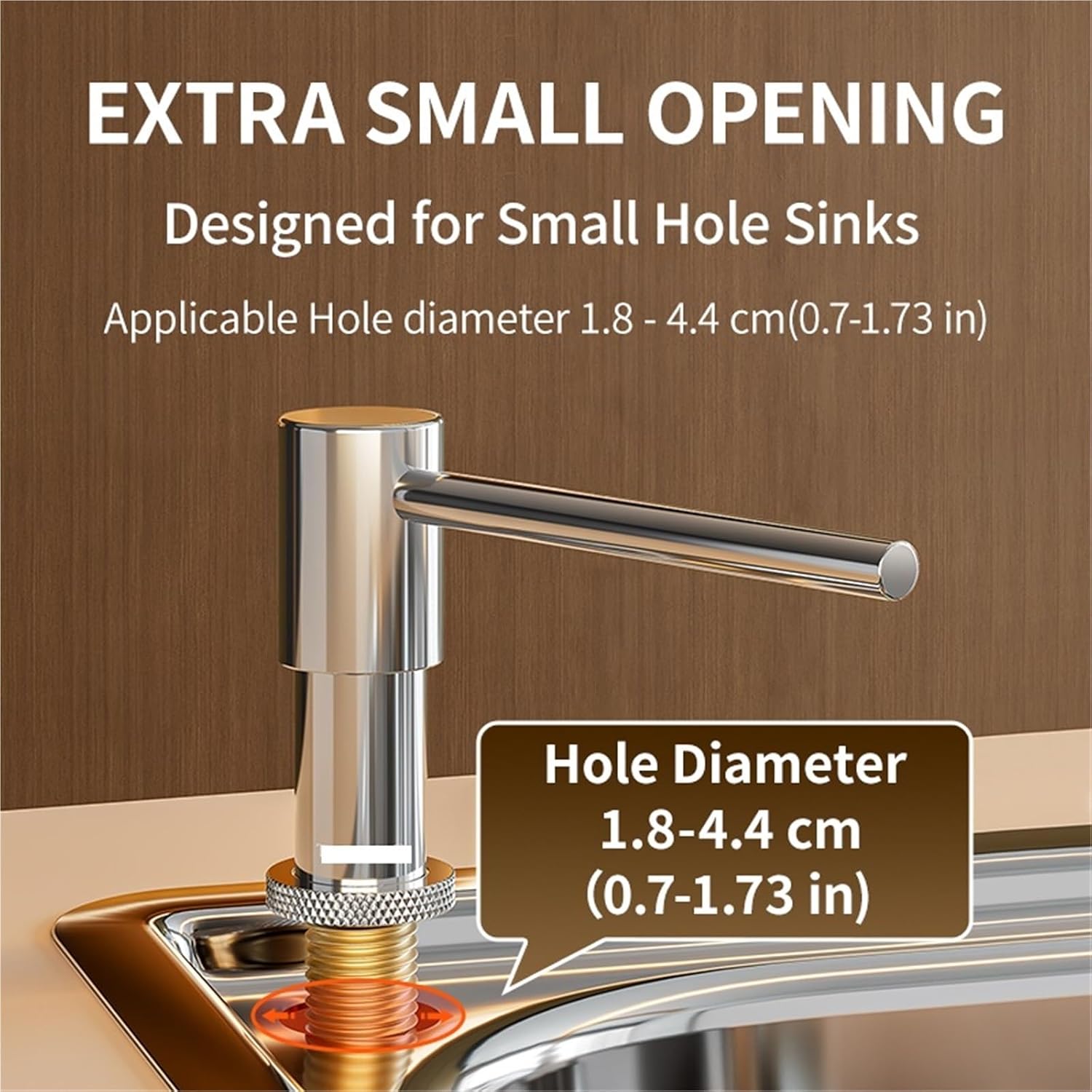 Metal Brass Soap Dispenser for Kitchen Sink for Small Openings and Narrow Edge with 59" Extension Tube and Bottle(Chromed-1.5m Tube)