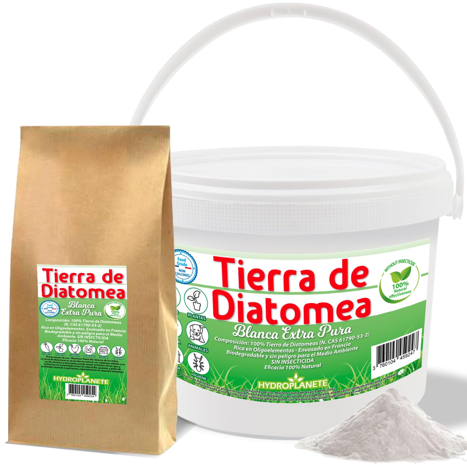 HYDROPLANETE Tierra de Diatomeas Blanca 400g 1kg 2kg 5kg 10kg 20kg - Grado Alimenticio, Alta Pureza 100% Natural, Origen España (10 kg)