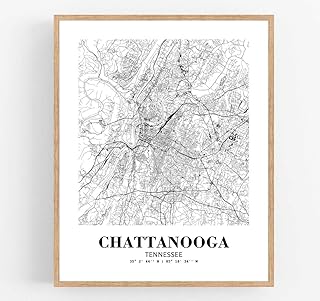 Eleville 8X10 Unframed Chattanooga Tennessee City View Abstract Road Modern Map Art Print Poster Wall Office Home Decor Minimalist Line Art Hometown Housewarming wgn289