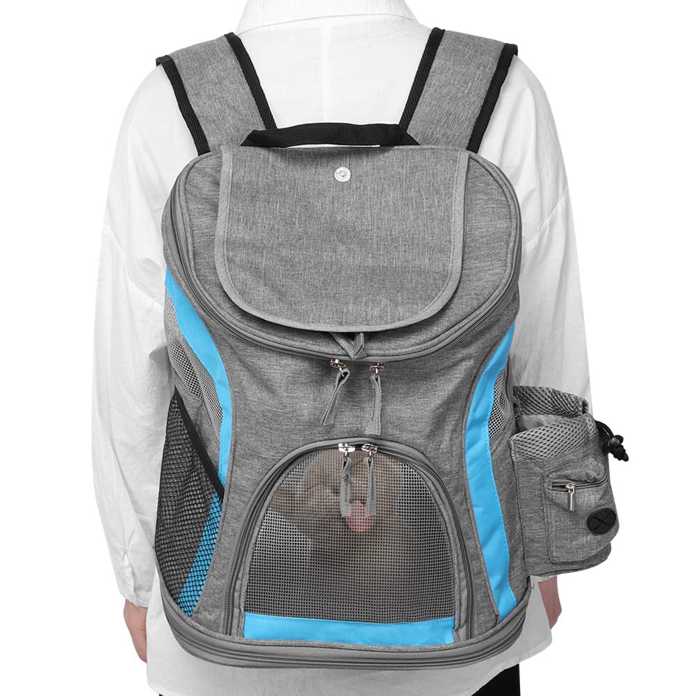 Umweltfreundlicher, atmungsaktiver Tiertransporter – Faltbarer Katzen-Tragetaschen-Rucksack für Outdoor-Reisen mit Mesh-Lüftung und Snacktaschen, zum Tragen über der Schulter oder