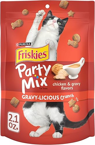Vista 12 de Purina Friskies - Golosinas para gatos, mezcla de salsa crujiente sabor a pollo y salsa – Bolsa de 20 onzas