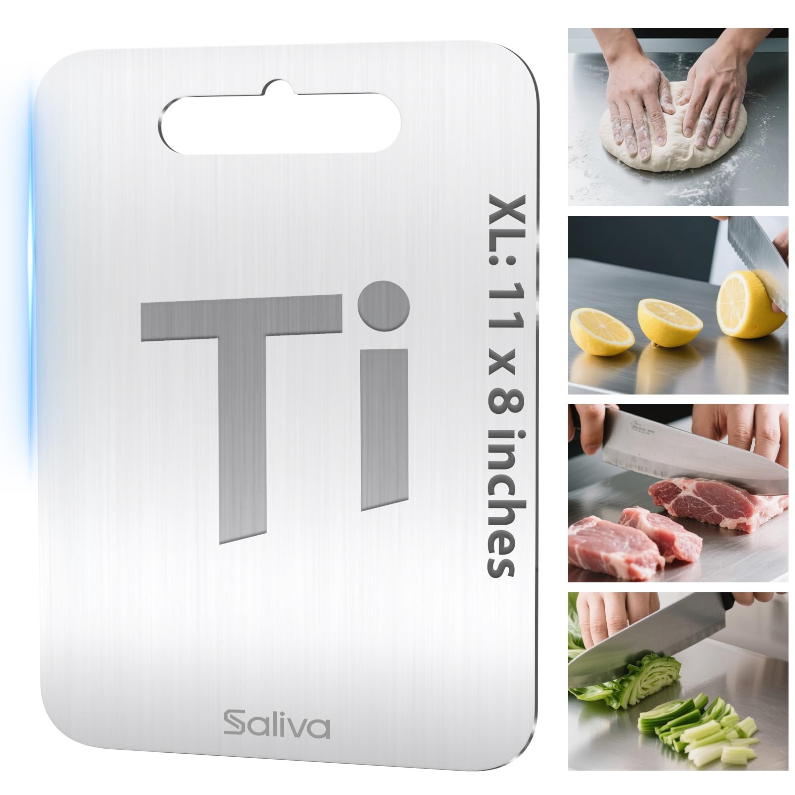 Titan Schneidebrett, Edelstahl Titanium Cutting Board, BPA-freies Doppelseitiges Lebensmittel Grade Schneidebrett, Titanium Cutting Board für Fleisch (1, S)