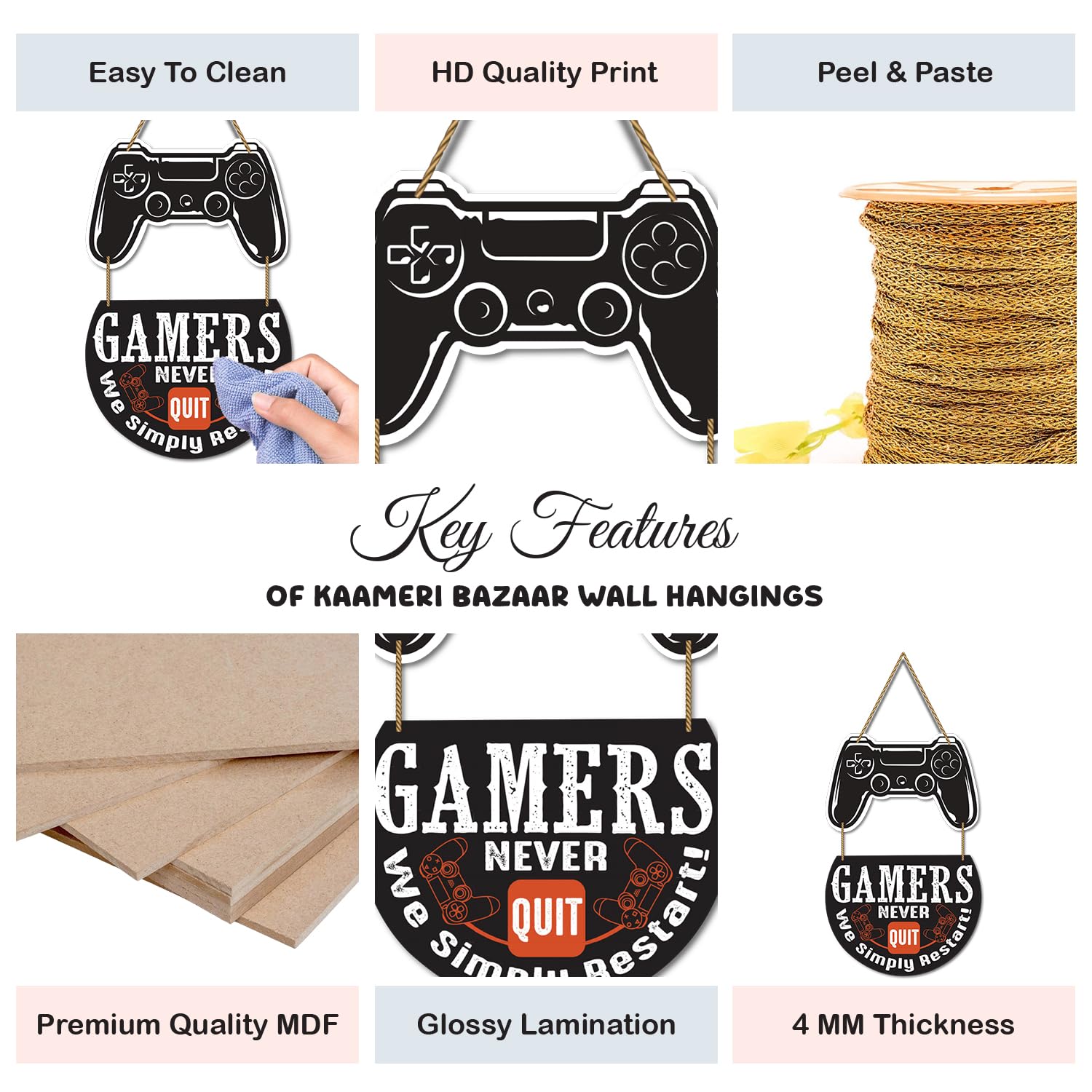 Gamer Wall Hanging - Wooden Home Decor -3