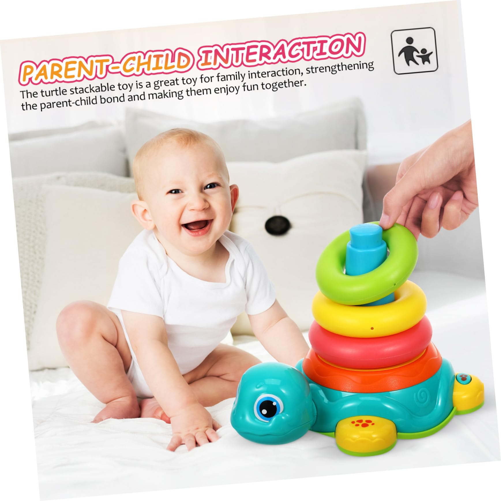 iplusmile Gioco Impilabile Tartaruga per Bambini Musica e Luci, in Plastica Sicura, per Casa e Viaggi, Sviluppo Sensoriale e Motorio per Famiglie