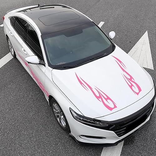Miniatura 6 de Universal Racing Car Body Side Skirt Car Vinyl Car Hood Flame Pattern Pegatinas decorativas Rosa YQ24 (4PCS)
