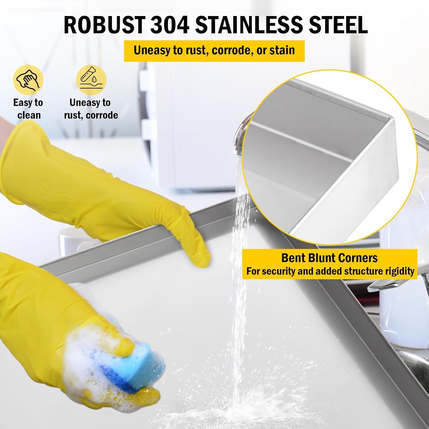 32 in x 30 in Washing Machine Pan for Washer and Dryer, 304 Stainless Steel Drain Pan, Washer Drip Tray with Drain Hole & Hose Adapte, 4 Pcs Anti-Vibration Washing Machine Feet