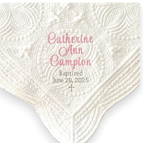 Miniatura 5 de Baby Baptism Blanket Personalized Quilt Girl Boy Gift With Embroidered Name Date Cross Custom Monogrammed Catholic Christian