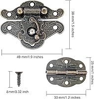 Vista 2 de Bisagras pequeñas para caja de madera, kit de reparación de 6 piezas de pestillo decorativo, bisagras, hebilla, pestillo decorativo con 12 diseños