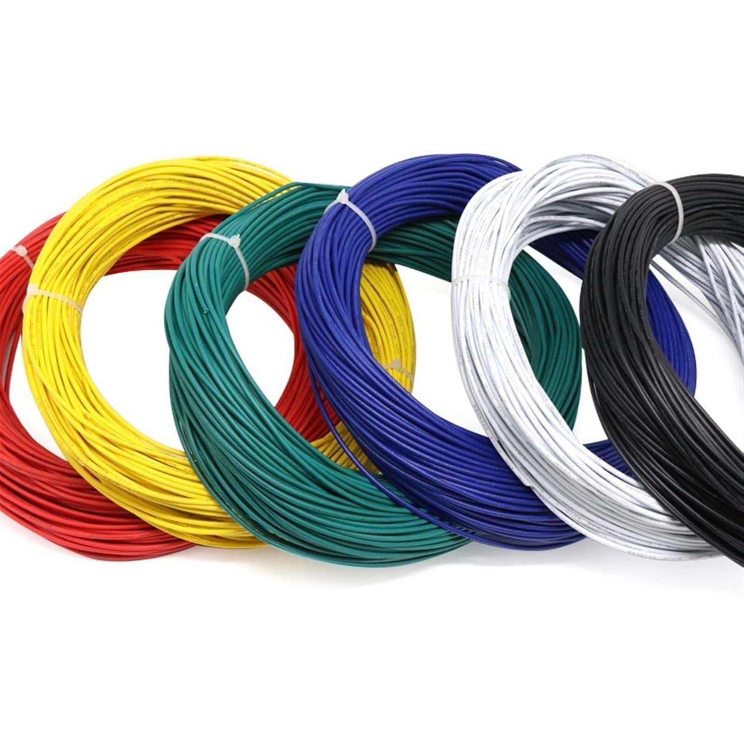 Bundled electrical wires in various colors