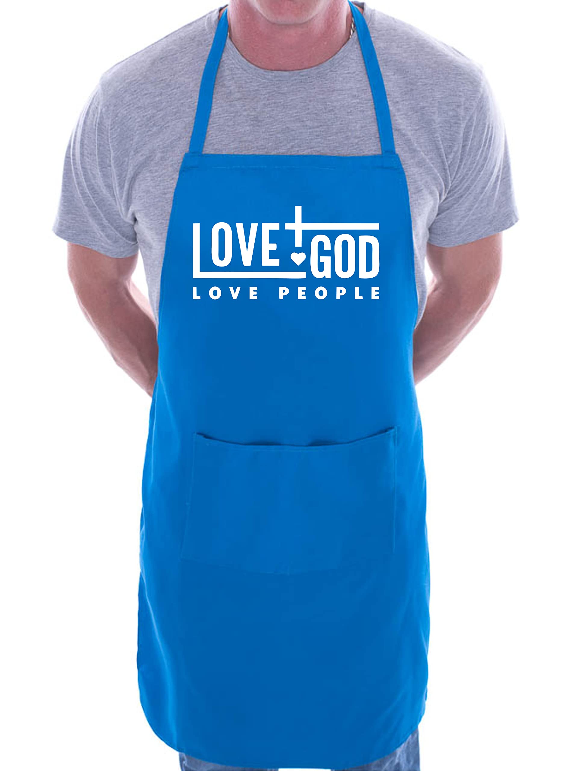 Print4u Unisex Blue Love God Baking Apron Church Christian Birthday Gift Cooking Bbq