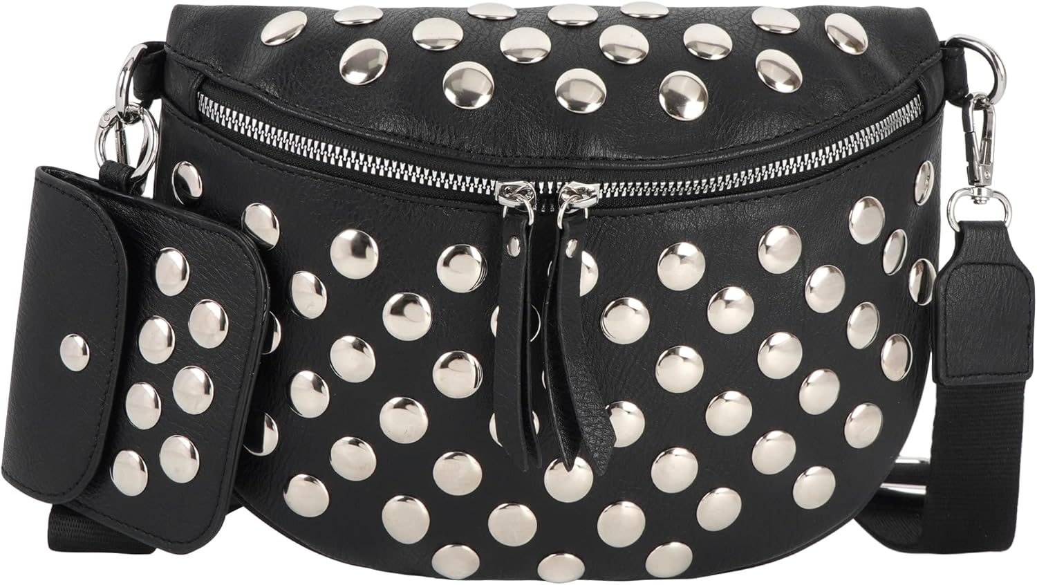 Women Rivet Faux Leather Fanny Pack Waist Bag Chest Bag Crossbody Shoulder Bag