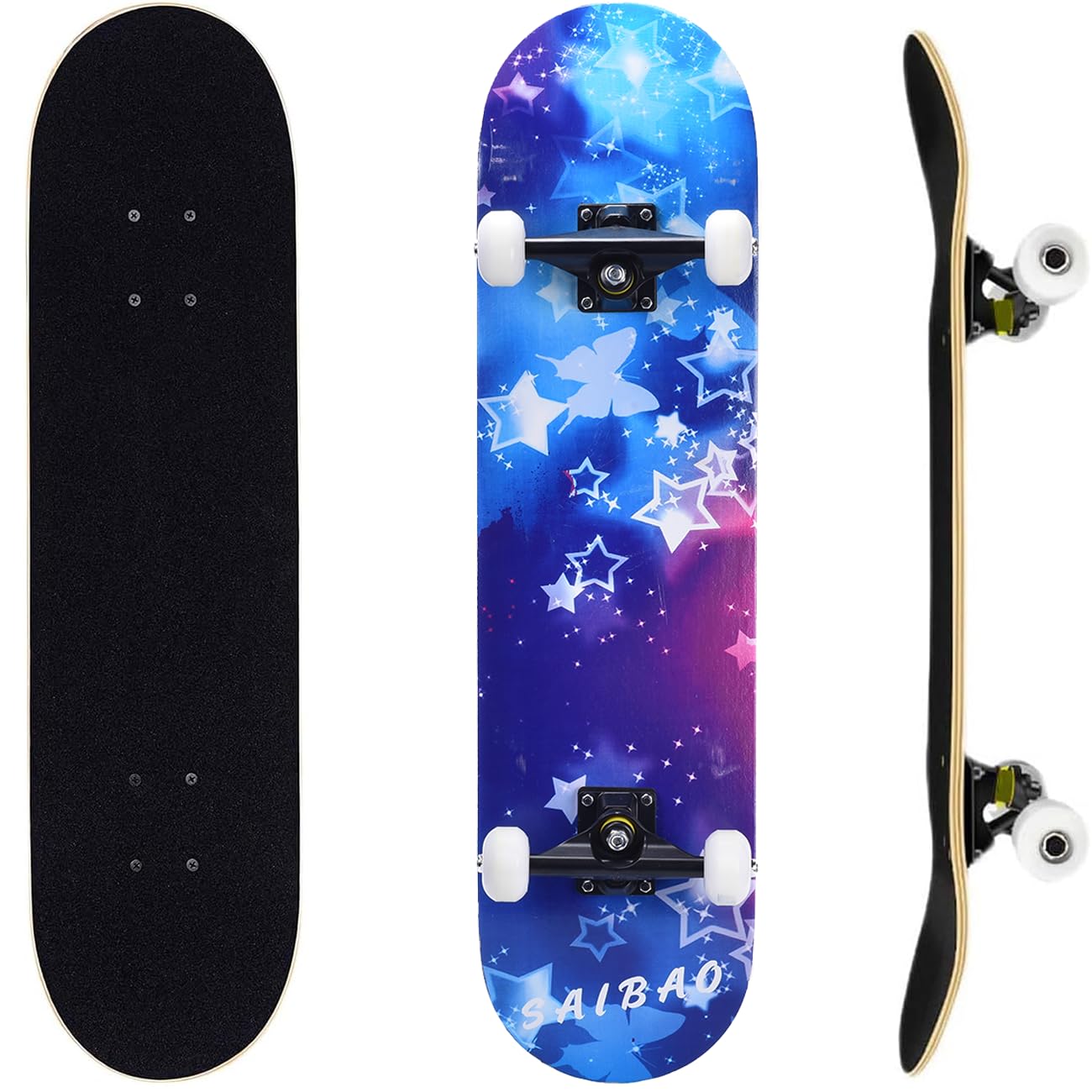 ERNAN Skateboard,Monopatín Completo Profesional de 31 x 8 Pulgadas,7 Capas Monopatín de Madera de Arce con Rodamiento ABEC-7 para Niño Niña/Adulto Principiante. — view 23