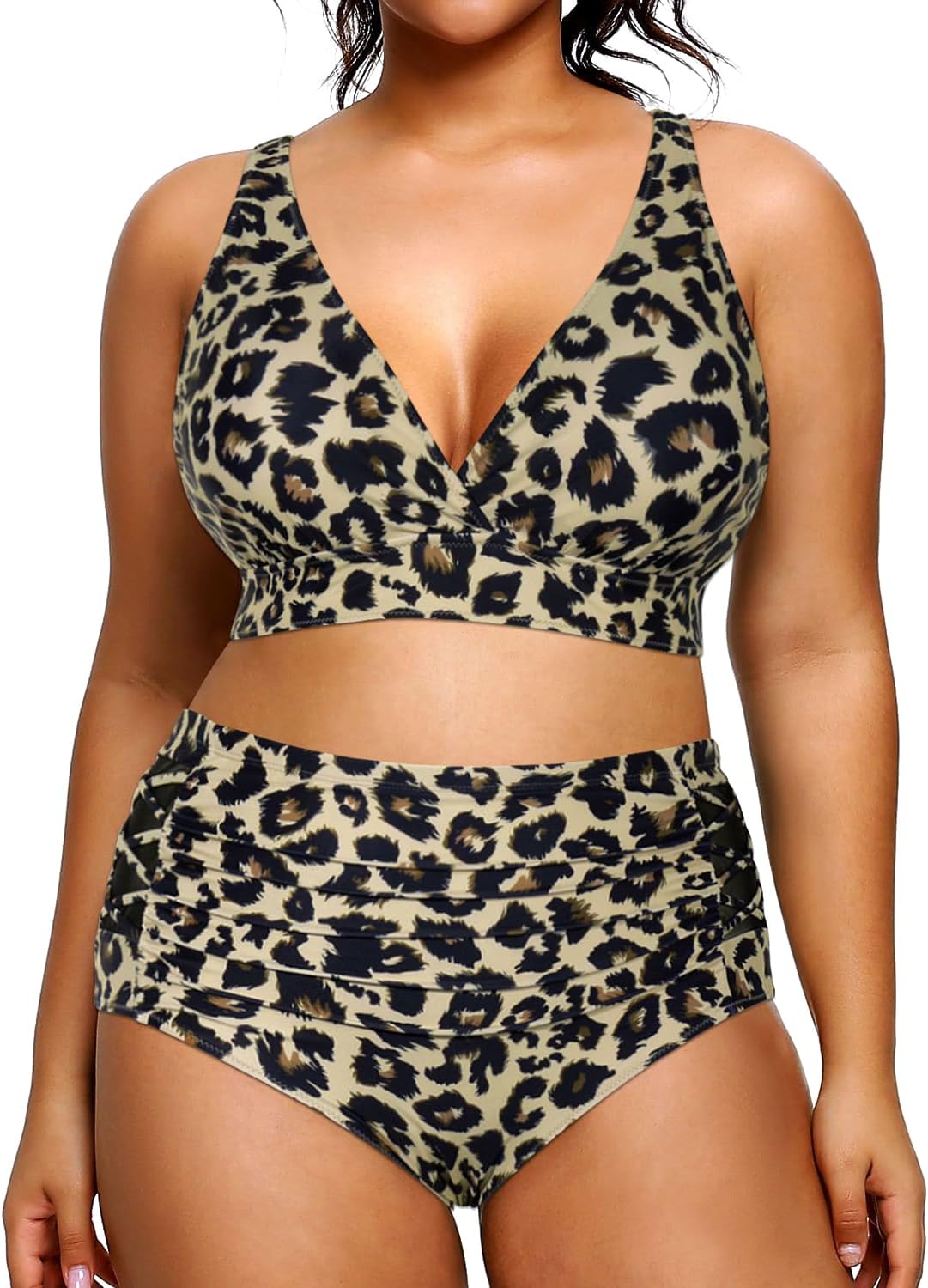 Yonique Plus Size Bikini Top & High Waisted Bottom