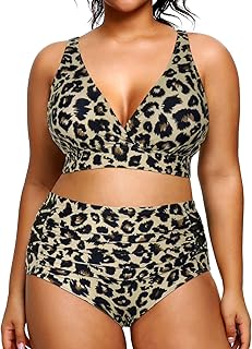Womens Plus Size Bikini High Waisted Swimsuits Two Piece Bathing Suits T...