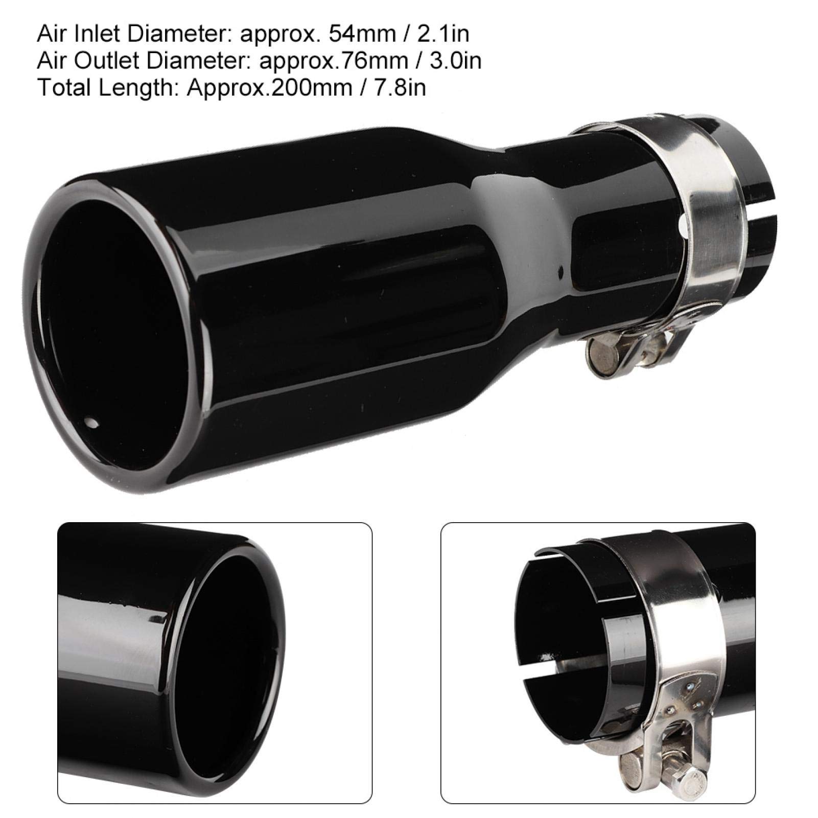 Tubi di coda, Terminali di Scarico Universali per Auto, terminali per marmitta in acciaio inossidabile con gola di scarico universale per auto con morsetto 54-76-200mm