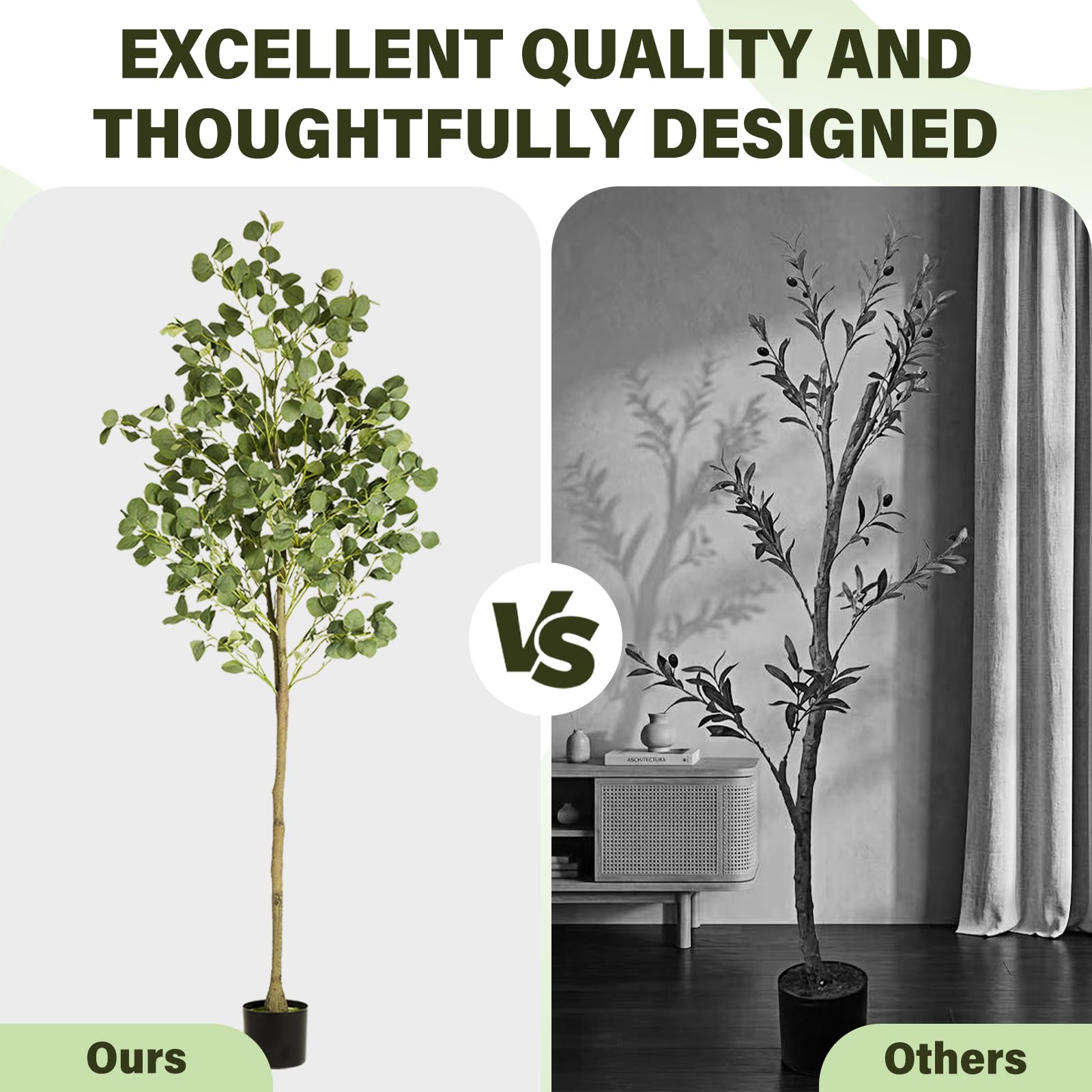 CADUKE Arbre Artificiel Eucalyptus 1,8m pour Salon