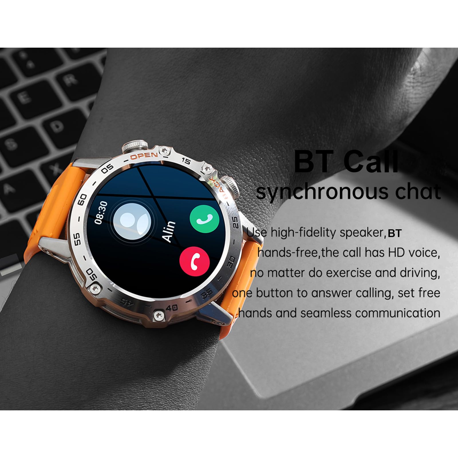 K52 Smartwatch Fitness con Schermo Touch IPS da 1,39 Pollici, Impermeabile IP67, Chiamate BT, Diverse Modalità Sportive