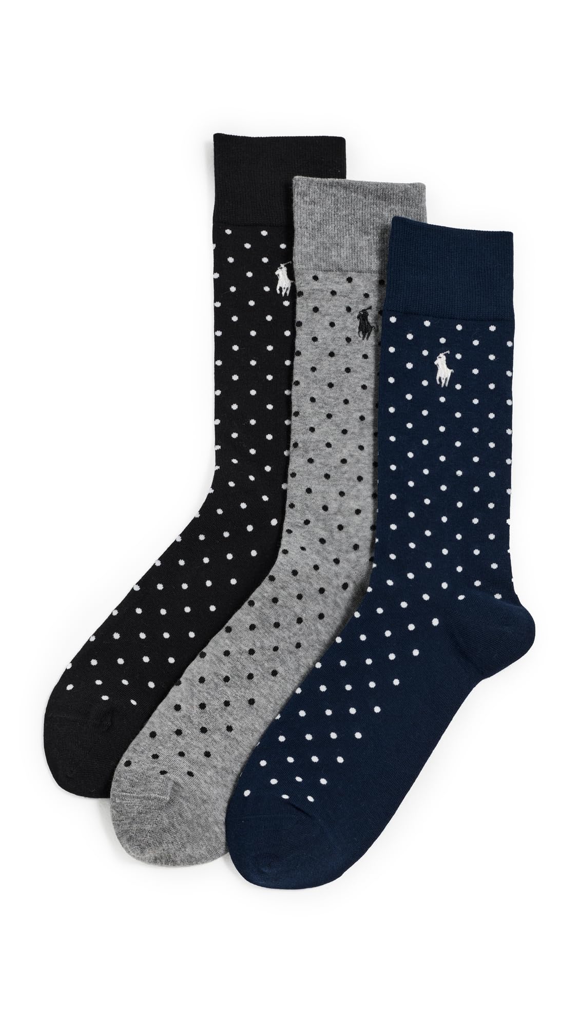 POLO RALPH LAUREN Men's Argyle & Dots Pattern Dress Crew Socks, 3 Pairs