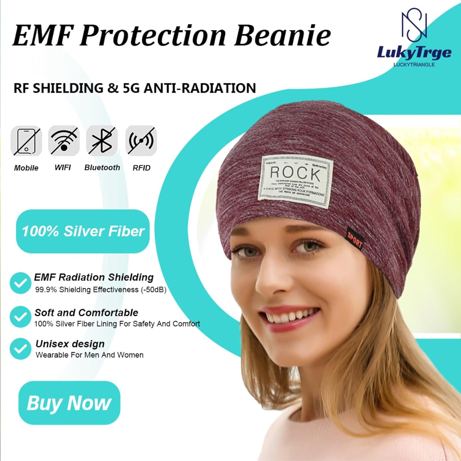 EMF Protection Beanies Cap, Unisex Faraday Hat, Microwave Radiation Blocking Stretch Cap (Color : C, Size : One Size)